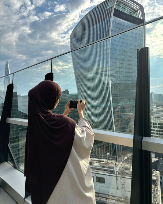 Dark brown jersey hijab